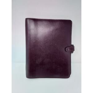 Filofax Deskfax Leather Burgundy VTG 1990s Original Inserts Intact 10.5" x 8"